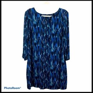 BODEN Blue Artsy Patterned Sheath Dress Size 12